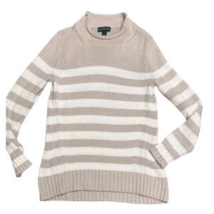 J Crew Always Rollneck Stripe Sweater Nautical Mint Condition Sz S 100% cotton